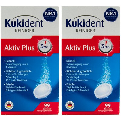 Kukident Reiniger Aktiv Plus 2 x 99 Reinigungstabletten Gebiss-Prothesenreiniger