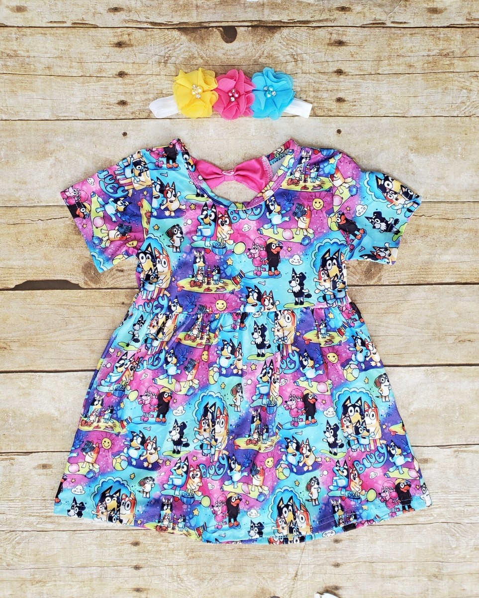 New Blue Dog dress. Bluey birthday dress, Blue dog Bows dress. | eBay