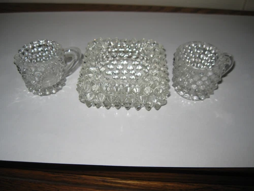 Fenton Hobnail  Candle Holder Salt Cellar & 2 Trademark OK Mini Candy Scoop MINT