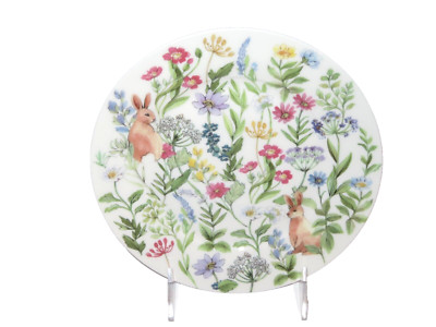 Stechcol Gracie Bone China EASTER SPRING BUNNY RABBITS FLOWERS Salad Plate-NEW