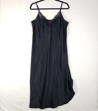 Vintage Inner Most Liquid Satin Slip Dress Womens Large Black Nightgown Lingerie
