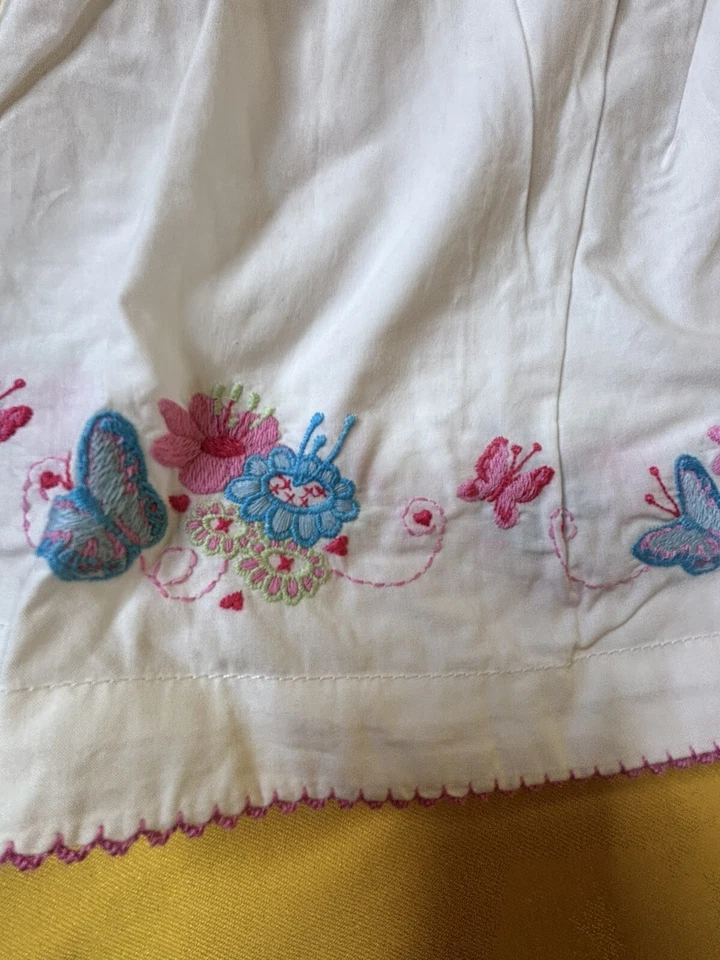 Nuevo Vestido Oilily Niña Blanco Bordado Rosa y Azul Flores Talla 80/12 Meses Foto 4 de 4