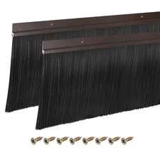 2Pcs Door Brush Bottom Sweep H-Shape Aluminum Alloy Base 39" x 6.9" Brown