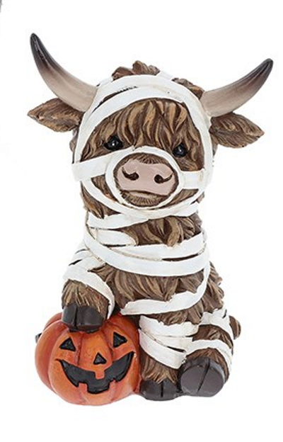 Halloween Coos - Mummy - Highland Cow Figurine Ornament - Shudehill C 12cm