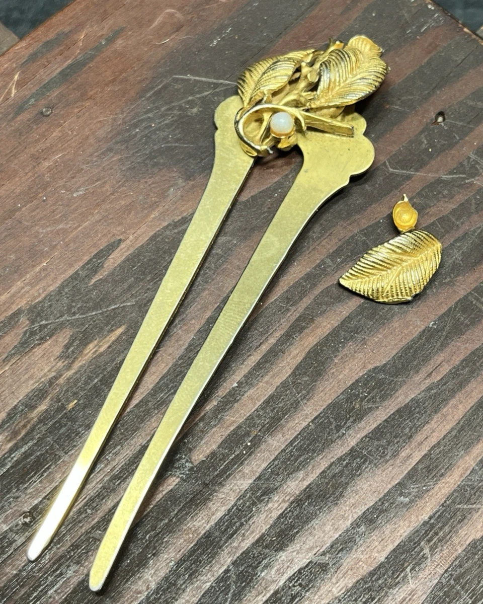 Vintage Kirk’s Folly Faux Pearl Rope Goldtone Hair Fork Stick Pin Vintage Kirk main image 4