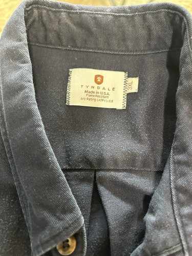 TYNDALE FR Shirt Mens 3XL Long Blue FMRC Interlock Long Sleeve Crew Neck - Picture 2 of 4