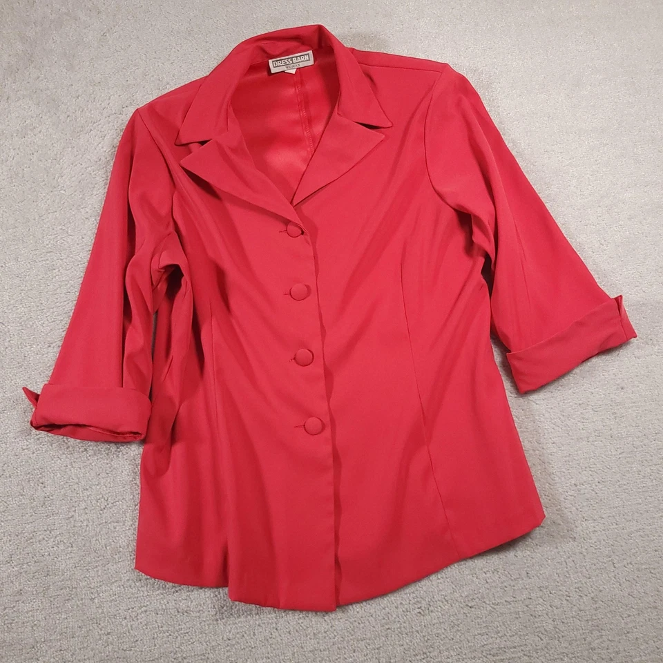 Blazer Vestido Granero Mujer 18 Rojo Rosa Botón Frontal Chaqueta de Carrera Manga 3/4 EE. UU. Foto 2 de 4