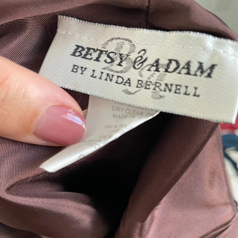 Vestido Betsy & Adam Vintage Años 90 Y2K Mujer 8 Satén Halter Cuello Baile de graduación Cola de Pescado Marrón Foto 3 de 4