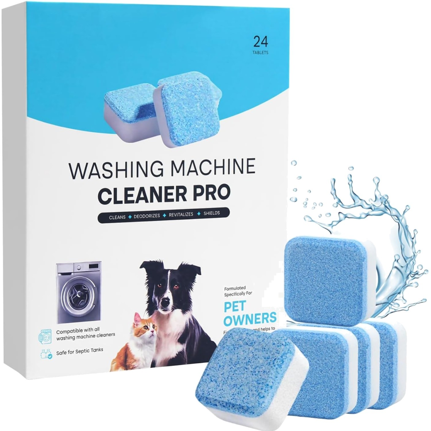 Nettoyant lave-linge anti-odeur et 24 pastilles de détartrant pour le linge de toute la famille