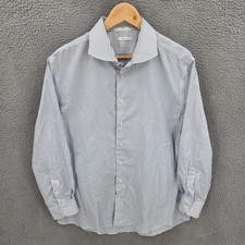 Suitsupply Traveller Shirt Mens 46 Blue Stripe Long Sleeve Button Up Slim Fit 18