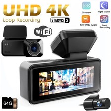 Dash Cam 4K Front and Rear View 170° Car Camera Night Vision with Built in WiFi
