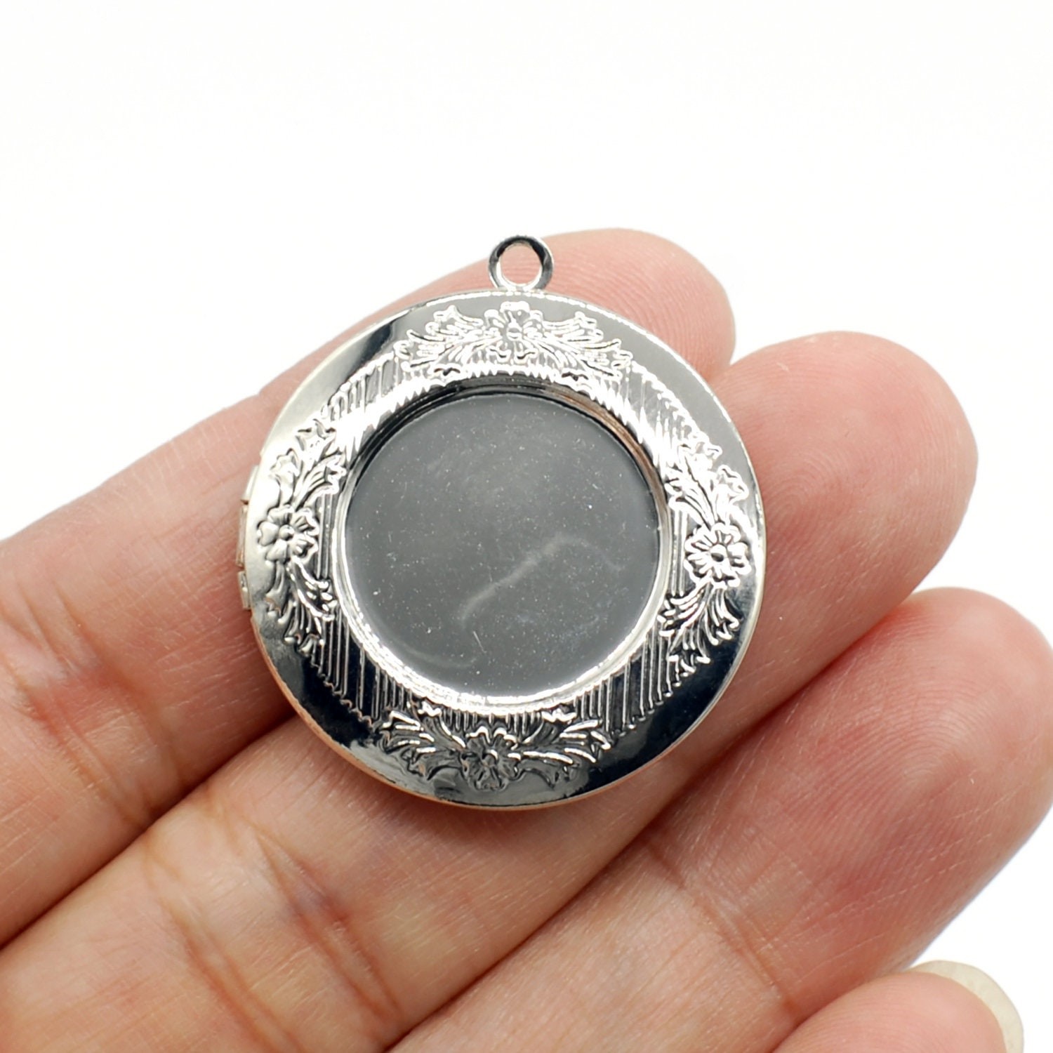 3PCS Brass Round Cabochon Locket Charm Pendant 32mm Fit 20mm Cab LMC12-04774