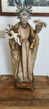 San Giuseppe Bambino cartapesta leccese 60cm, antique papier-mache statue