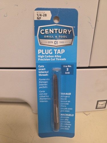 CENTURY TOOL 95104 Rubinetto spina acciaio ad alto tenore di carbonio trattato termicamente 1/4 - 28 NF #3 trapano - Foto 1 di 2