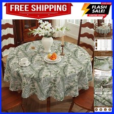 Round Waterproof Tablecloth Linen Textured Table Cloth,Stain and Wrinkle Resi...