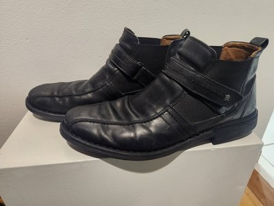Josef Seibel Men's Black Leather Ankle Boots * sz45(Euro) or 11.5(US) 