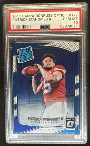 2017 Panini Donruss Optic Patrick Mahomes II RC Rated Rookie #177 Chiefs PSA 10
