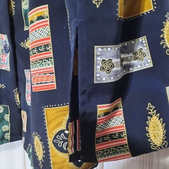 Vintage Style Patchwork Print Button Down 3/4 Sle… - image 5