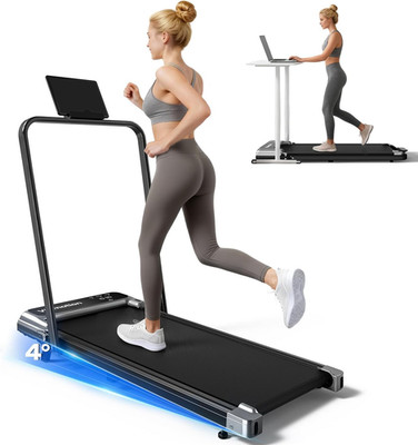 Walking Pad Treadmill with Handle Bar and Adjustable Incline, Compact Portable T
