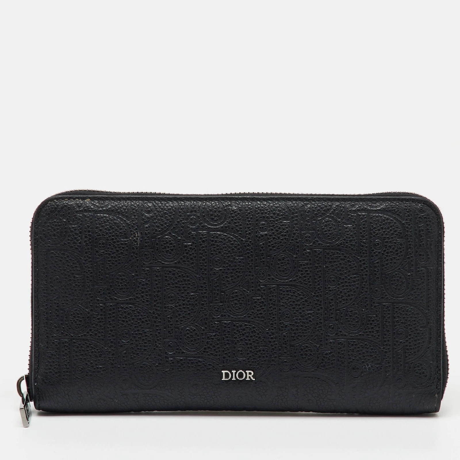 Portefeuille long zippé Dior en cuir gravité noir