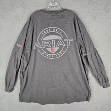 Ariat FR Work T-Shirt Men 4XL Gray Knit Air True Grit Cat 2 Long Sleeve 10046660