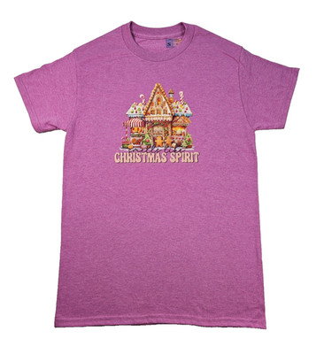 Smells Like Christmas Spirit Candy Gingerbread House T Shirt S Purple Sweet Joy