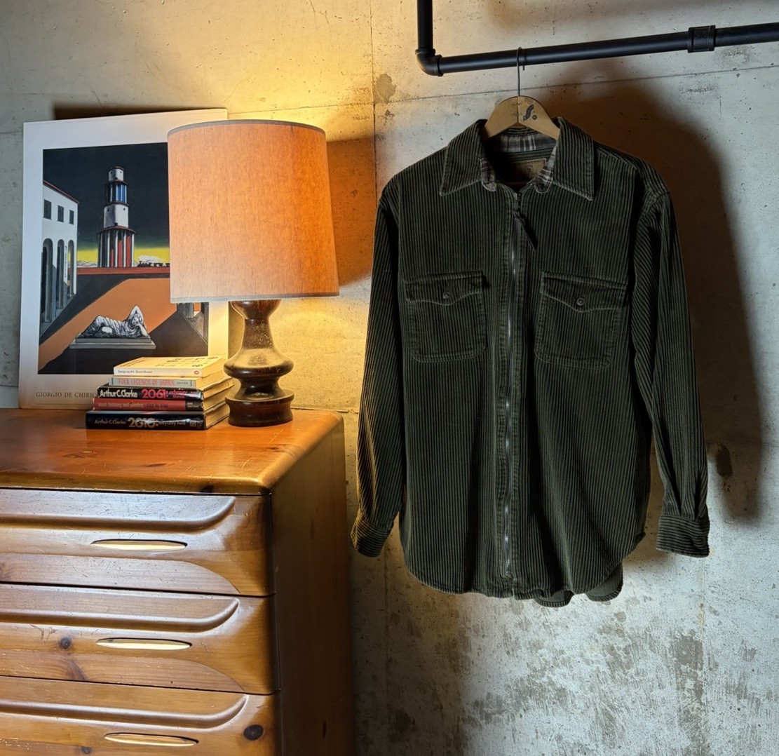 Vintage 90s Corduroy Zip Up Shirt / Jacket Wilderness Lodge Size M Shacket