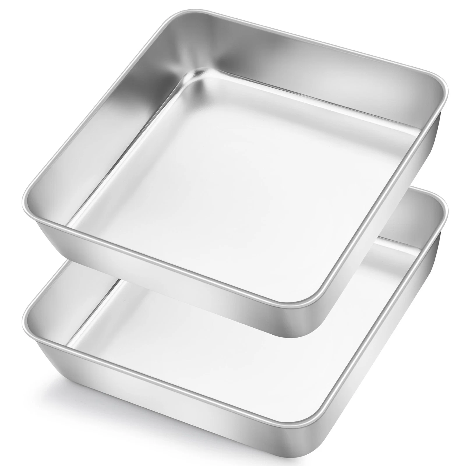 Square Cake Pan 8"x 8" Stainless Steel 2 Inch Deep - Baking Brownies, Lasagna