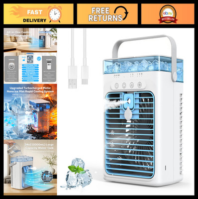 Portable Air Conditioner, Mini Evaporative Cooler, 3-Speed AC Fan, 8H Auto-Off,