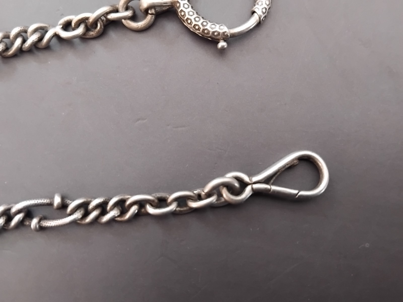 Solid Silver Gusset Watch Chain Solid Silver Guss… - image 4