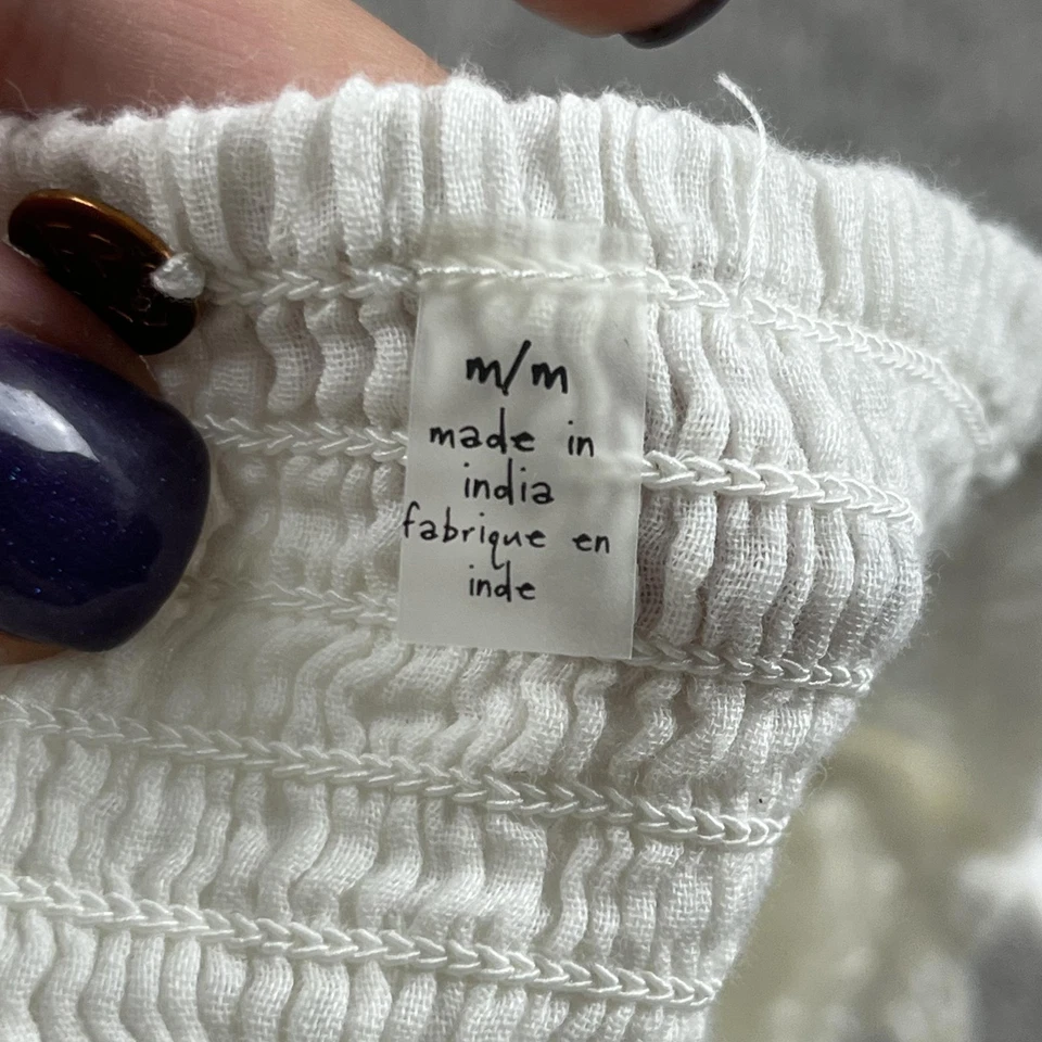 Free People FP One Bralette Mujer Mediano Blanco Crochet Encaje Boho Festival Foto 4 de 4