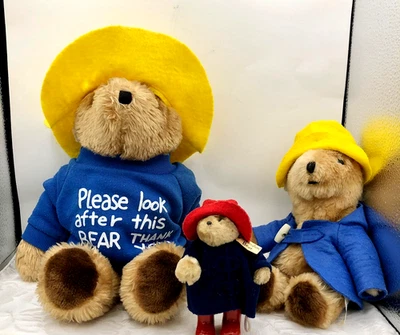 Vintage Plush Paddington Bears Toys 16", 10" and 5" - Image 1 of 4