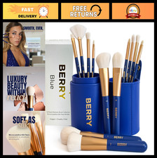 12-Piece Ultra-Soft Vegan Makeup Brush Set with Travel Case - Cruelty-Free Face