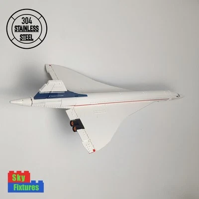 SKY FIXTURES Wall Mount bracket for Lego icons Concorde 10318 Stainless Steel