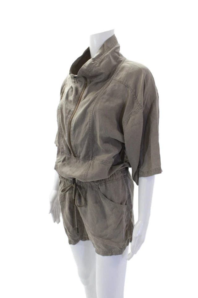 T Alexander Wang 女式高领短袖拉链连身裤灰褐色 XS 码 — 第 2/4 张图片