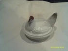Vtg, Westmoreland Milk Glass Hen on Nest-Red Comb-"W" on bottom of piece
