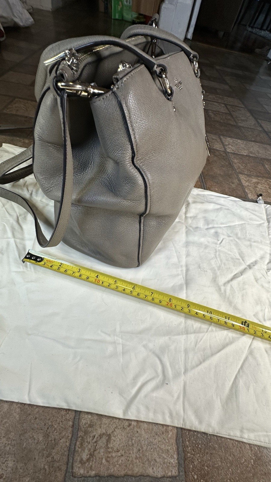 Authentic Coach Solid Gray Leather Crossbody Shou… - image 20