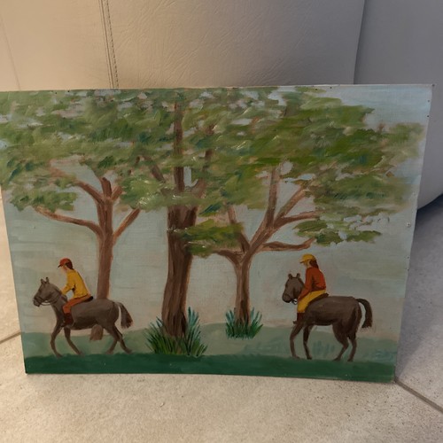 Original oil painting Riders With Horses equestrian canvas art 16” X 12 ...