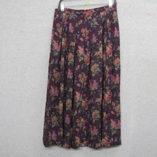 Herman Geist Womens Skirt Size 14 Blue Floral Midi Pleated 100% Rayon