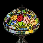 Large Vintage Tiffany Style Lamp Shade Rose Motif Stained Glass Floral Theme 20"