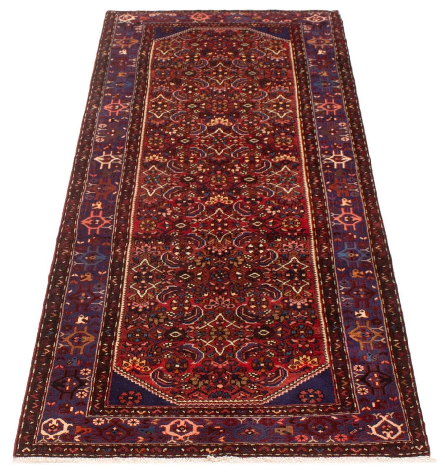 3'8" x 9'10" Vintage Hand-knotted Runner Rug Traditional Oriental Wool Carpet - Image 3 of 4