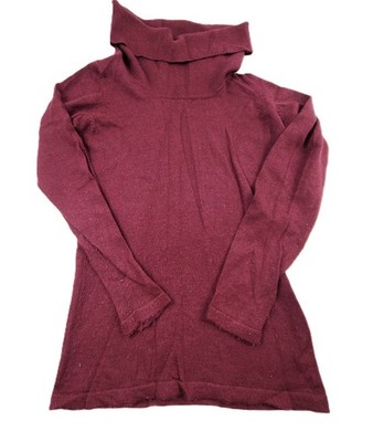 Brunella Gori 100% Extra Fine Merino Wool Turtleneck Top Burgundy Made in Italy