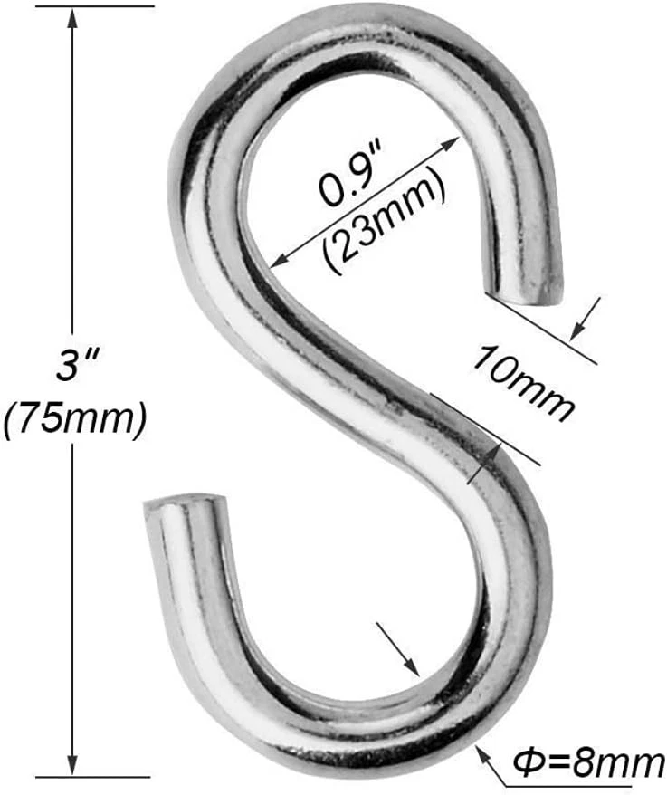 Paquete de 2 ganchos Flammi S de alta resistencia para colgar hamaca soporte columpio plateado  Foto 2 de 4