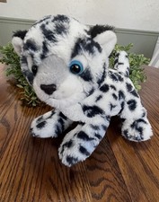 Aurora Baby Snow Leopard Gray Spotted Blue Eyes Plush 11" Realistic Stuffed