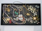 Vtg Costume Jewelry Lot 22 Pc Rhinestone MOP Clip On Earrings Brooch Ect