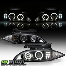 Blk 1995-1999 Chevy Cavalier Led Halo Projector Headlights Headlamps Leftright