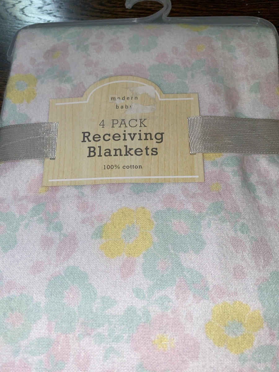 Modern Baby 4 Pack Receiving Blankets 100 Cotton Pastel Color NWT