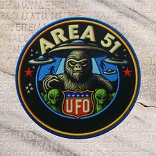 Area 51 Patch Iron-on Applique Green Alien Badge, UFO, Outer Space, Explorer