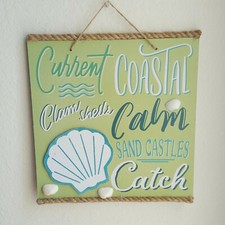 Sea Shells Summer Hanging Wall Sign Coastal Beach Wreath Home accents