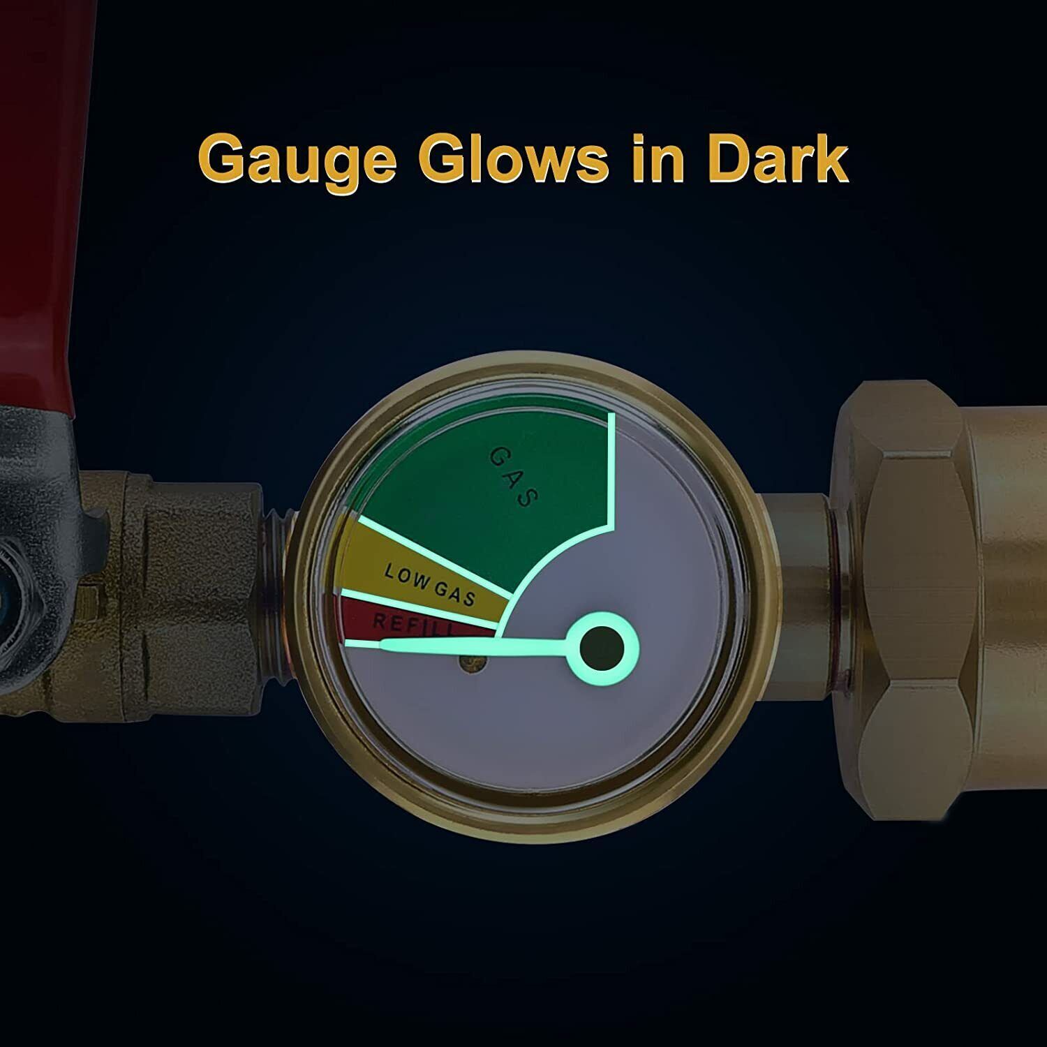 Propane Refill Adapter w/ON-Off Valve and Gauge Fill 1Lb Bottle From 5-40Lb Tank